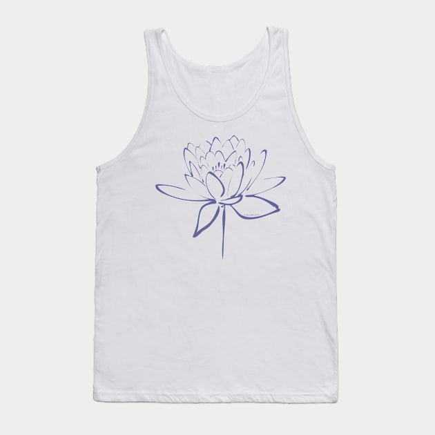 Blue Calligraphy Lotus Tank Top by MakanaheleCreations